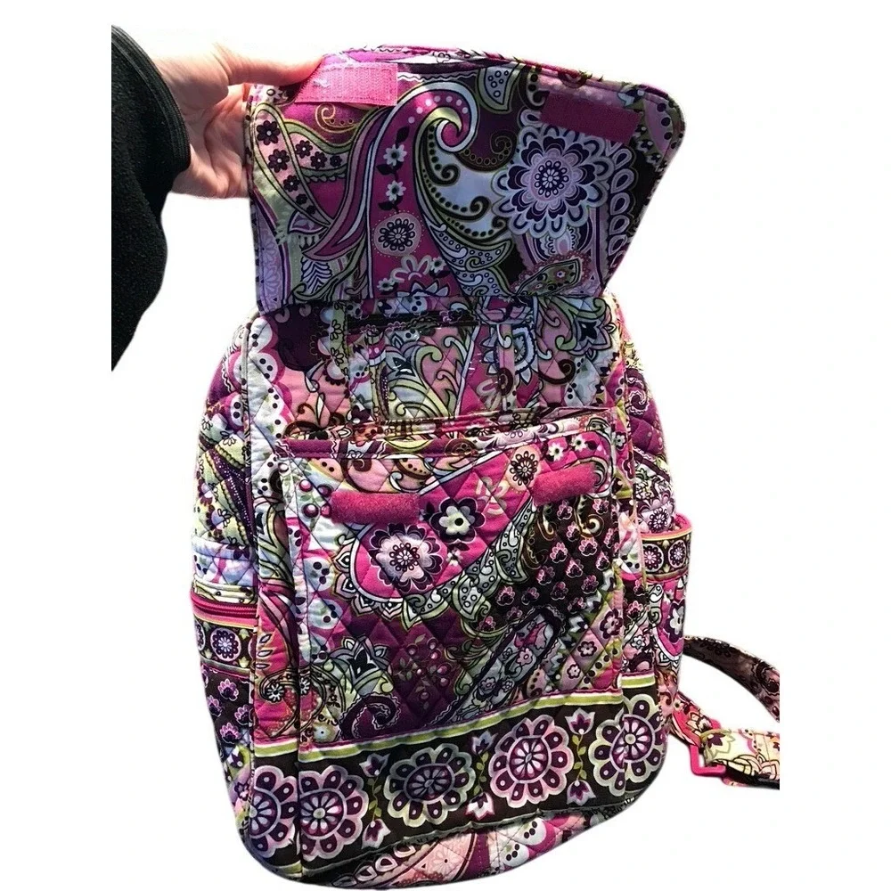 Vera Bradley Very Berry Paisley Quilted Cotton Backpack Floral Print Bag